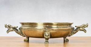 Top Level! Ca 1900 Dragon Plated Fruit Basket or Serving Chinese Qing Metal - Picture 1 of 12
