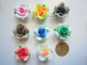 Flores fimo 20 mm X 8 UNIDADES manualidades pegar scrapbooking anillos abalorios - Foto 1 di 7