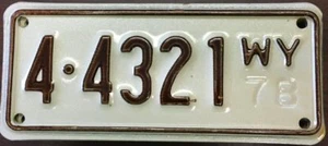 1978 Wyoming Motorrad Nummernschild - Bild 1 von 1