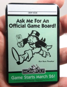 Vintage 1998 McDonald's Monopoly Spiel Promo Werbung Mitarbeiter Pin Button Abzeichen - Bild 1 von 4