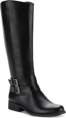 Style & Co. Maliaa Faux Leather Riding Knee-High Boots, Black Smooth, sz 9.5M - Image 1 of 4
