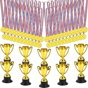 50 Pezzi Medaglie Bambini, Medaglie Metallo Plastica per Premi Sportivi per Fest - Foto 1 di 12