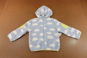 Old Navy Girls Size 5T Blue Clouds Printed Sherpa Zip-Front Hooded Jacket NWT - Picture 1 of 5