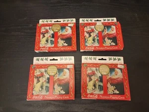 4x Coca Cola Christmas Santa Nostalgia Playing Cards W/Tin 1996 Limited Edition - Picture 1 of 1