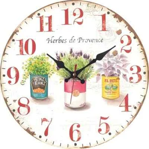 Herbs of Provence Stylish 30cm Wall Clock, Kitchen Wall Clock - Antique Stressed - Picture 1 of 3