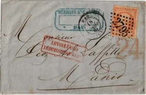 Francia 1867 copertina da Pau a Madrid (Spagna) AFFRANCAMENTO INSUFFICANTE (65) - Foto 1 di 2
