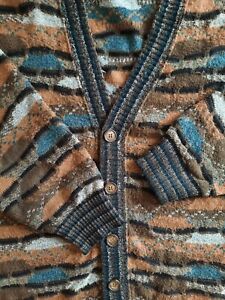 Missoni Uomo 80s 90s vintage wool oversize cardigan vest knitwear
