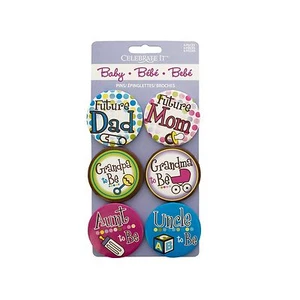 Babyparty Buttons Mama Papa Oma Opa Tante Onkel - 6p 1,5" Baby Pins Fett - Bild 1 von 1