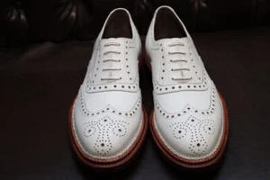 Goodyear Welted Men's Pure White Leather Wingtip Oxford Brogue Lace Up Shoe Men - Picture 1 of 9