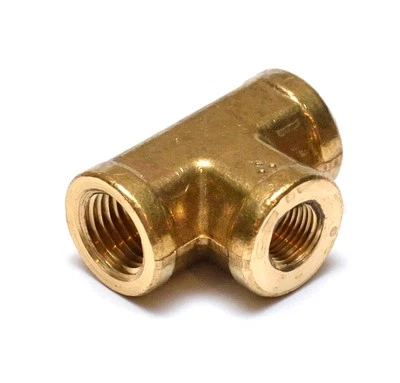  1/4 x 1/8 NPT Female Tee Brass Pipe Fitting Fuel Air Water Oil Gas FasParts - Image 1 of 4