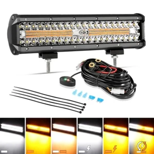 AUXBEAM 12inch 6 Modes LED Light Bar White Amber Strobe Flashing Lamp For Nissan - Picture 1 of 12