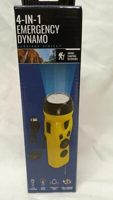 7-1/2" 3 LED 4-IN-1 Dynamo Flashlight & Emergency Radio - Image 1 of 3