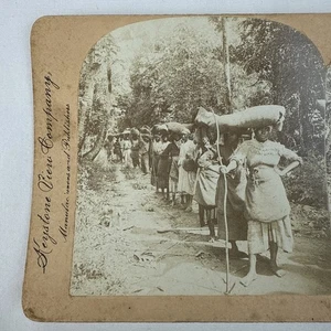 Antique Early 1900s Homebound Guadalupe Coffee Pickers Caribbean Steroview Card - Picture 1 of 6