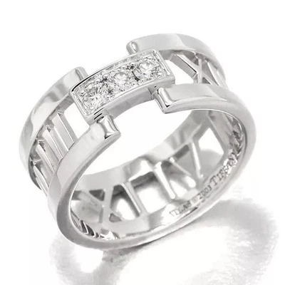 Anillo abierto TIFFANY & Co. Atlas de oro blanco de 18 quilates con 3 diamantes 7 Foto 1 de 4