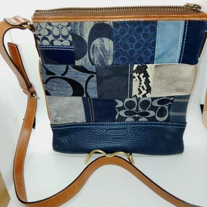 Coach Denim & Leather Shoulder Bag Patch Works - Picture 1 of 5