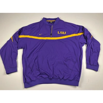 Nike LSU Tigers Púrpura Amarillo Clima-Fit Cuarto Cremallera Pullover Chaqueta XL Foto 1 de 4