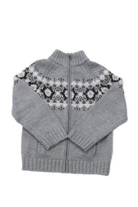Maglione maglia Jacadi bambina lana manica lunga fantasia zip intera grigio taglia 8 anni - Foto 1 di 6
