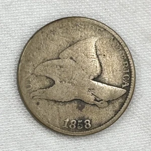 1858 Flying Eagle One Cent Small Copper 1C Old US Coin FE Large Letters LL #2 - Picture 1 of 2