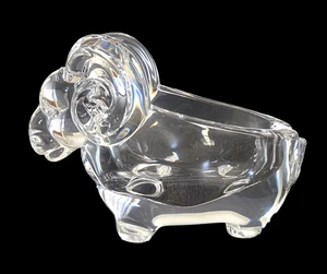 Vintage Vannes le Chatel Crystal Aries Ram Pipe Holder/Ashtray Trinket Dish - Picture 1 of 8