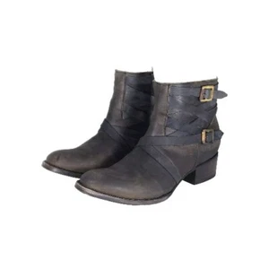 FREEBIRD BY STEVEN Women's Sammi US 10 Brown Leather Distressed Strappy Booties - Picture 1 of 11