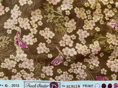 1,75 yardas PEONÍA ASIÁTICA Hoffman Punch Studio Tela Floral Algodón Mariposas Rosas Foto 1 de 4