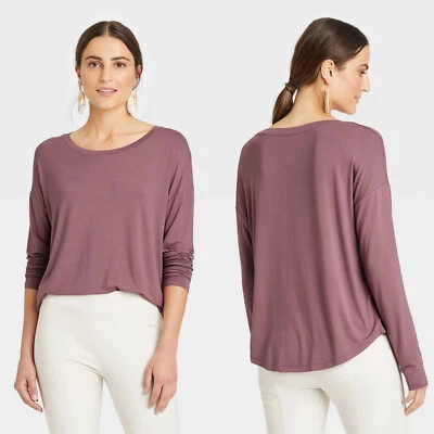 XXL - Camiseta Mujer Manga Larga Rayón Span - Un Nuevo Día - Púrpura Foto 1 de 4