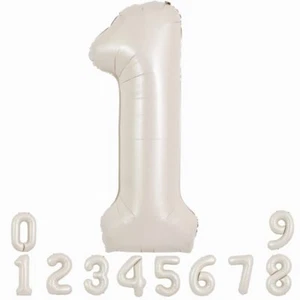 TONIFUL 40 Inch Cream White Large Numbers Balloon 0-9 Birthday Party DecorFoi... - Picture 1 of 6