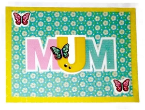 Grußkarte MUTTER - MAMA mit Schmetterlingen Handarbeit DIN A7 mit Umschlag SALE - Bild 1 von 2