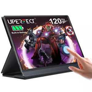 UPERFECT 15.6" 120Hz Touchscreen 1080P FHD HDR Screen HDMI USB C Battery Display - Picture 1 of 11