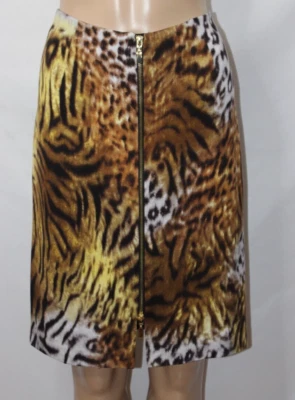 Saia lápis cartise leopardo tigre estampa animal zíper duplo 2 - Imagem 1 de 4