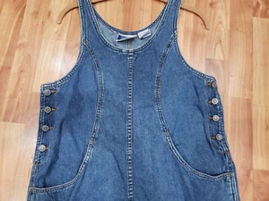 Vintage 80s 90s Bill Blass Women’s Denim Mini Dress Jumper Size 12 Side Buttons - Picture 1 of 10