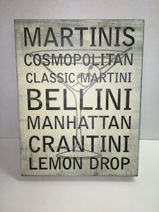 Cocktail Martini Typography SINGLE CANVAS WALL ART Picture Print 13" x 10" - Picture 1 of 2