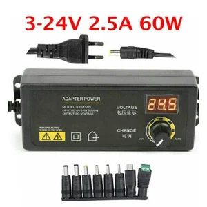 Versatile Adjustable Voltage 3 24V AC DC Power Adapter with LED Display - Picture 1 of 18