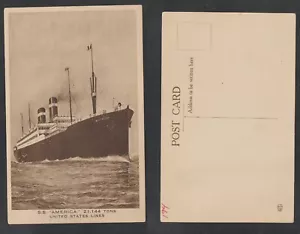 Postal de envío S.S. America líneas de Estados Unidos borde blanco sin usar - Imagen 1 de 3