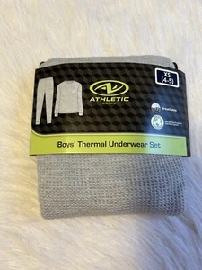 Athletic Works Thermal Underwear Set Boys Size XS (4-5) Grey Waffle Pajamas Set - Picture 1 of 5
