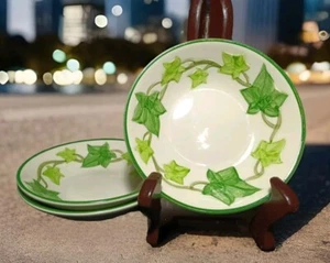 3 Franciscan Ware Pottery Green Ivy Leaf Leaves  Fruit Dessert Sauce Bowl 5.25"W - Imagen 1 de 7
