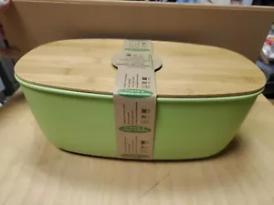 BAMBOO FIBER LARGE BREAD BIN WITH REVERSIBLE LID -GREEN BIN - Picture 1 of 3