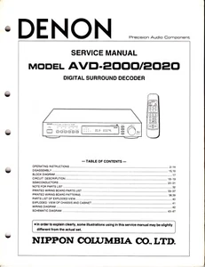 Original Denon AVD-2000 / AVD-2020 Service Manual - Picture 1 of 1