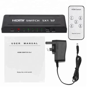 5 ports HDMI switch high definition Multimedia Interface UHD 4K X 2K 3D. - Picture 1 of 12