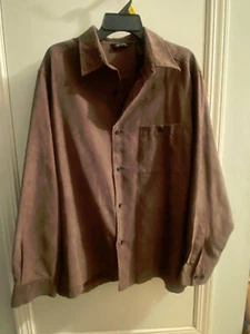 AXCESS mens brown button up long sleeve suede-ish shirt XL (50” chest) NWOT - Picture 1 of 7