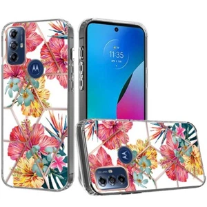Floral Chrome Design Shockproof Hybrid Case Cover For Motorola Moto G Play 2023 - Picture 1 of 2