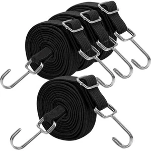 4PC Bungee Shock Cord Marine Grade Black Heavy Duty Tie Down Stretch Rope Band - Picture 1 of 18