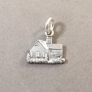 .925 Sterling Silber BUNGALOWHAUS CHARM Haus Handwerker Anhänger NEU 925 HM15 - Bild 1 von 3