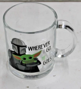 Star Wars The Mandalorian Yoda Glass Mug Wherever I Go He Goes  - Picture 1 of 3