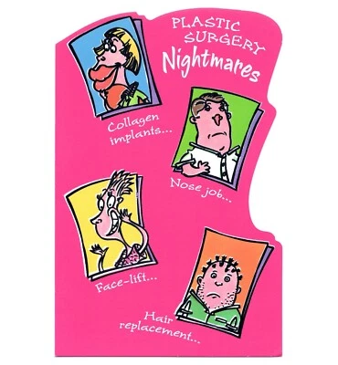 Tarjeta divertida GET WELL HOSPITAL, pesadillas de cirugía plástica — American Greetings +✉ Foto 1 de 4