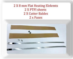 2 Kits 12"/300mm Breite 8mm flaches Heizelement/PTFI-Bleche/Schneidklingen/Sicherungen - Bild 1 von 1