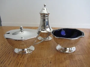 Vintage SOLID Silver Cruet Set: Birmingham 1946 HALLMARKED Ernest W Haywood 153g - Picture 1 of 13