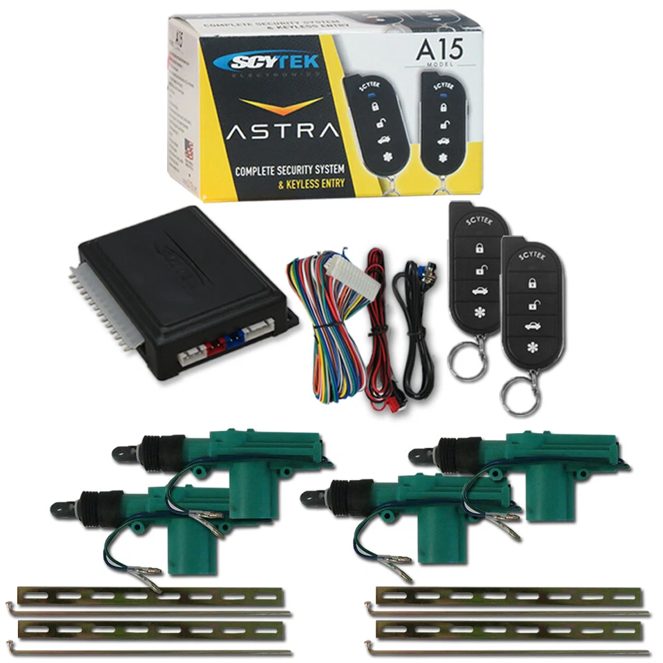 Scytek Car Alarm System With Keyless Entry Plus 4 X Car 2-wire Door Actuator - Image 1 of 1
