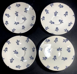 Juego De 4 Platillos Ralph Lauren RL Denimware 7" Hechos En Inglaterra Azul Y Blanco Años 90 - Imagen 1 de 9