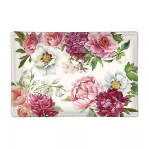 Michel Design Works Blush Peony Floral Glass Soap Dish Trinket Tray Candy Dish - Picture 1 of 2